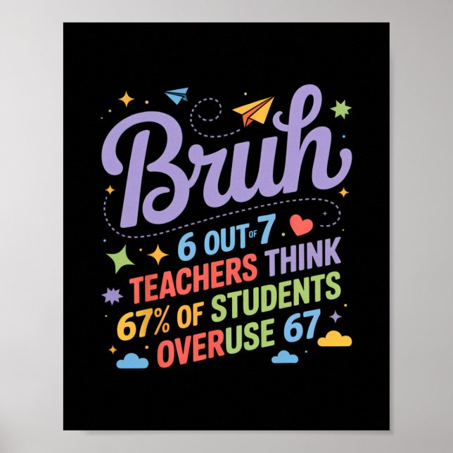 Affiche Mème des profs Bruh 67 Citation drôle de l'école  (Devant)