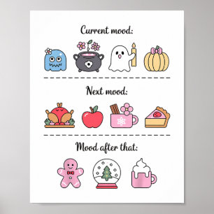 Affiche Mème d'Halloween Humeur actuelle Thanksgiving Noël
