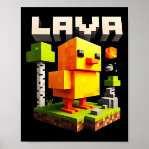 Affiche Mème d'humour de joueur de poulet pixel drôle 