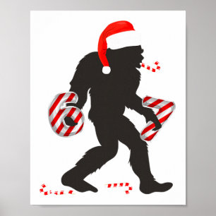 Affiche Mème drôle 67 avec Bigfoot et cannes de bonbon Noë