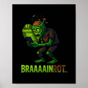 Affiche Mème drôle de cerveau pourri de zombie 6 7 Hallowe