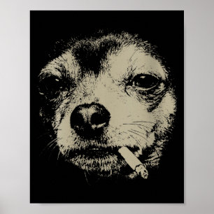 Affiche Mème drôle de chihuahua fumeur de cigarette pour f