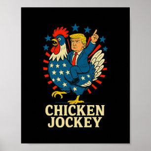 Affiche Mème drôle de Jockey de poulet Trump