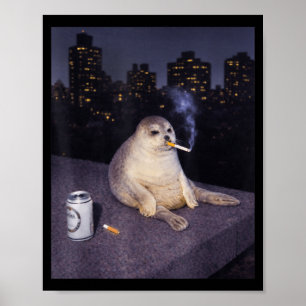 Affiche Mème drôle de phoque qui fume