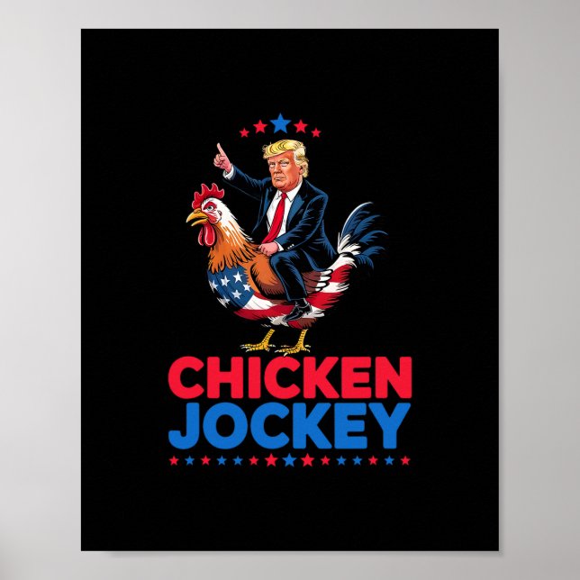 Affiche Mème drôle de poulet jockey Trump (Devant)