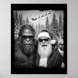 Affiche Mème drôle de Sasquatch selfie cool avec Santa Noë
