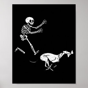 Affiche Mème drôle Greyhound squelette courant Halloween