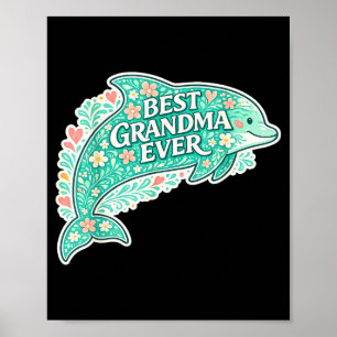 Affiche Mémé drôle jamais dauphin floral journée de grand-