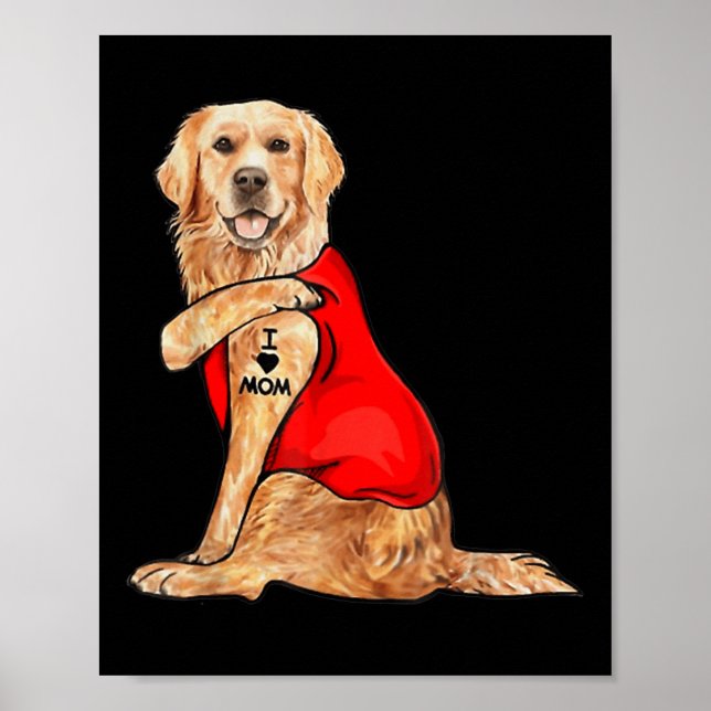 Affiche Mème drôle mème mignon chien J'aime maman Tattoo c (Devant)