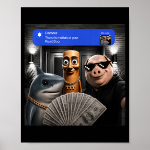 Affiche Mème drôle Tung Tung Tung Sahur Cochon Homme Mème