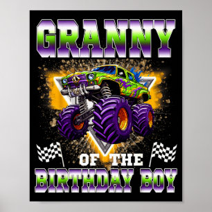 Affiche Mémé du garçon anniversaire camion monstre anniver
