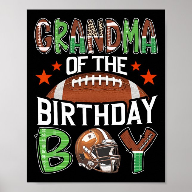 Affiche Mémé du garçon d'anniversaire Football de jour de  (Devant)