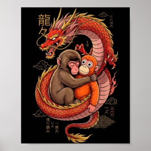 Affiche Mème du singe qui frappe l'animal en peluche câlin