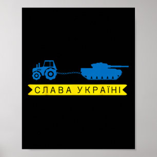Affiche Mème d'un agriculteur ukrainien volant un char rus