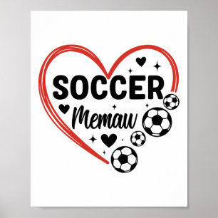 Affiche Mémé footballeuse cœur Joueur de football Mémé