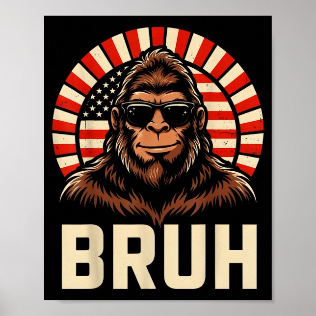Affiche Mème graphique de bigfoot bruh garçons hommes drôl (Devant)