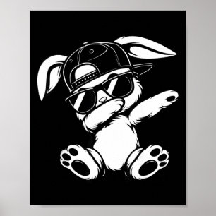 Affiche Mème graphique drôle de lapin qui fait le dab pour