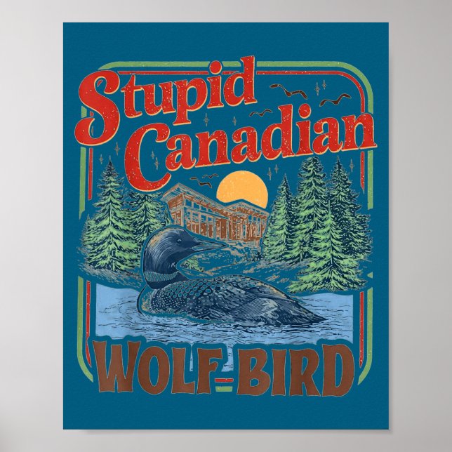 Affiche Mème idiot de hockey sur loup canadien échauffé (Devant)