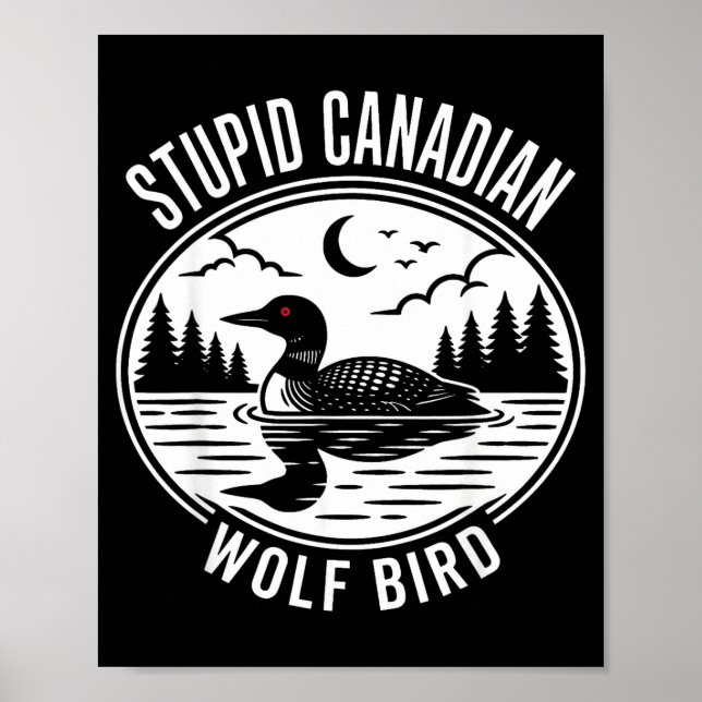 Affiche Mème idiot de hockey sur loup canadien échauffé (Devant)