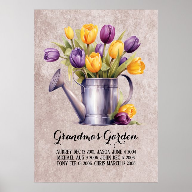 Affiche Mémé jardin affectueux petits-enfants (Devant)