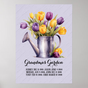Affiche Mémé jardin coeur petits-enfants