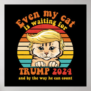 Affiche Même mon chat attend l'habillement Trump 2024