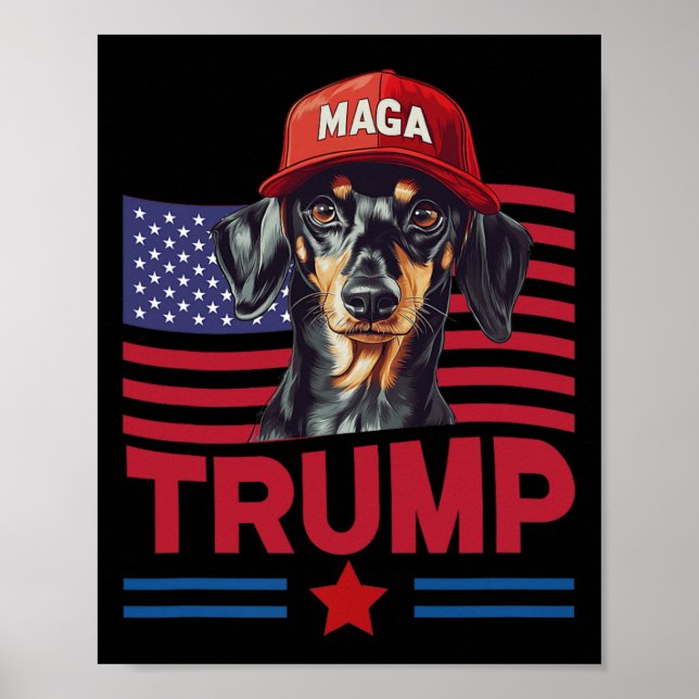Affiche Même mon chien aime Trump Dachshund Mega Casquette (Devant)