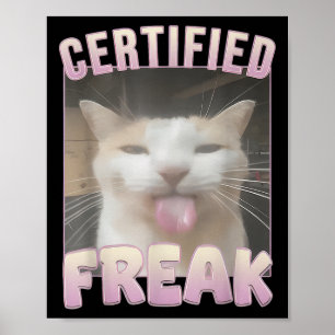 Affiche Mème Offensive Mèmes de félin Freak Certifié Mat D