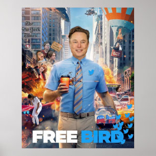 Affiche MEME OISEAU GRATUITE - Elon, Twitter, Oiseau gratu