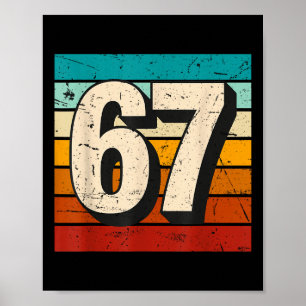 Affiche Mème Rétro 67 Vintage Numéro Six Sept Drôle 6 7 M