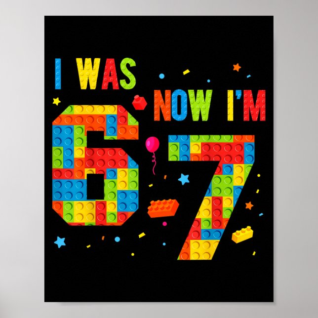 Affiche Meme Six Seven Garçons Construction Anniversaire J (Devant)