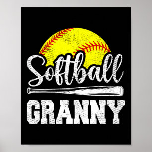 Affiche Mémé softball joueuse de softball jour de jeu cade