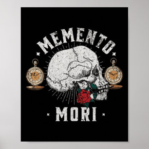 Affiche Memento Mori Crâne Vintage _ Philosophie stoïque