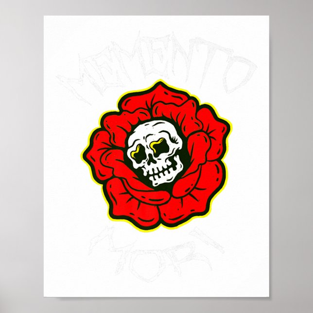 Affiche Memento Mori Fleur de tatouage traditionnelle &amp (Devant)