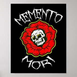 Affiche Memento Mori Fleur de tatouage traditionnelle &amp