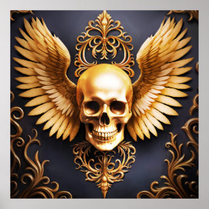Affiche Memento Mori Golden Gothic Skull Sigil