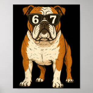 Affiche Mèmes drôles de chien Bouledogue Anglais 67 Six Se