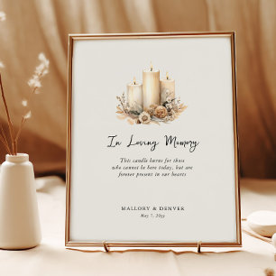 Affiche Mémoire d'amour bougie florale Mariage souvenir
