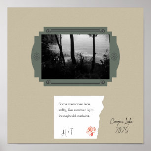 Affiche Mémoire de citation de photo beige olive vintage