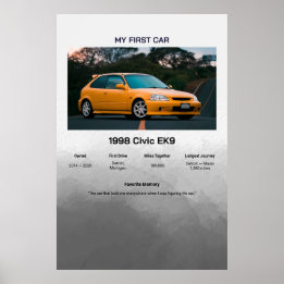 Affiche Mémoire de première voiture entièrement personnali