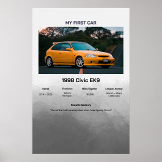 Affiche Mémoire de première voiture entièrement personnali