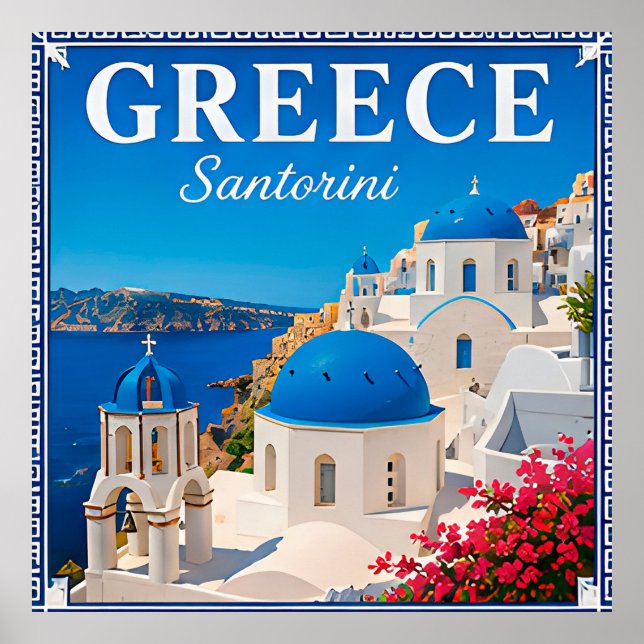 Affiche 💙 Mémoire de vacances à Santorin Grèce (Devant)
