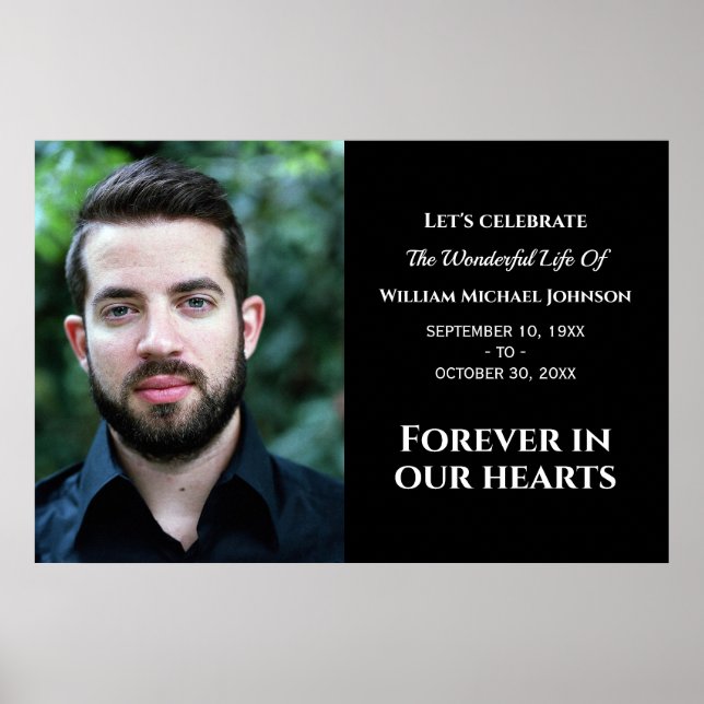 Affiche Mémoire personnalisé photo moderne à jamais dans n (Devant)