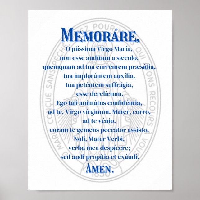 Affiche Memorare (Médaille miraculeuse) Imprimer (Devant)