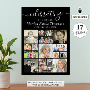 Affiche Mémorial 17 Script de Collage de Photos Célébrant 