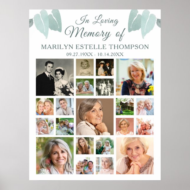 Affiche Mémorial 21 Collage photo botanique cœur feuilles (Devant)