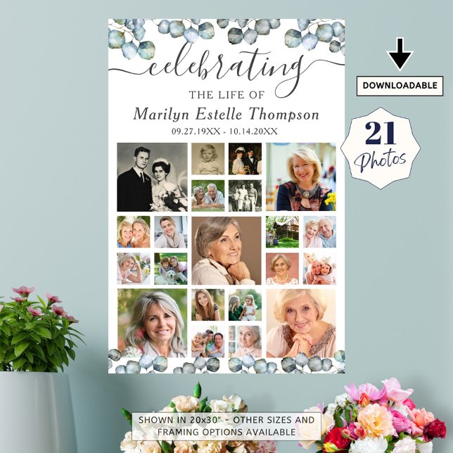 Affiche Memorial 21 Photo Collage Eucalyptus Script (Créateur téléchargé)