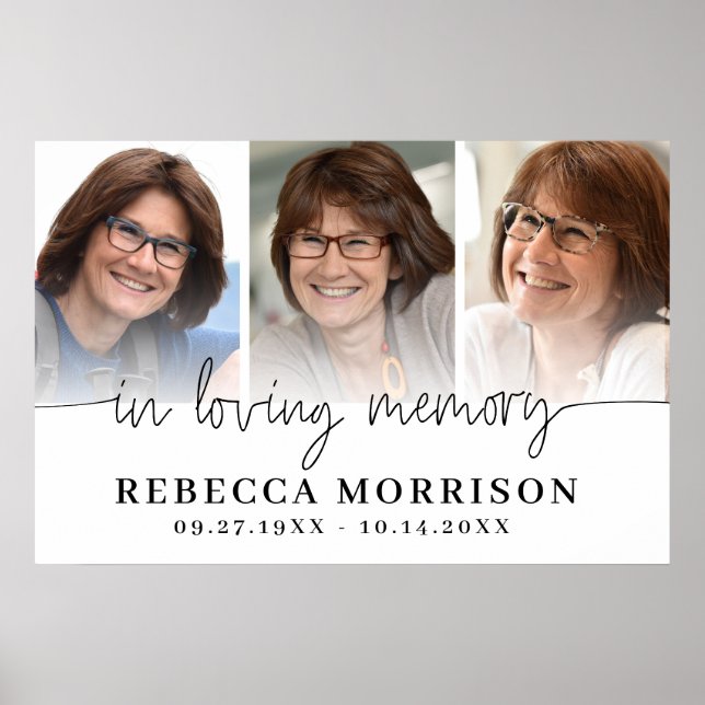 Affiche Mémorial 3 Photos Script En Souvenir Affectueux (Devant)