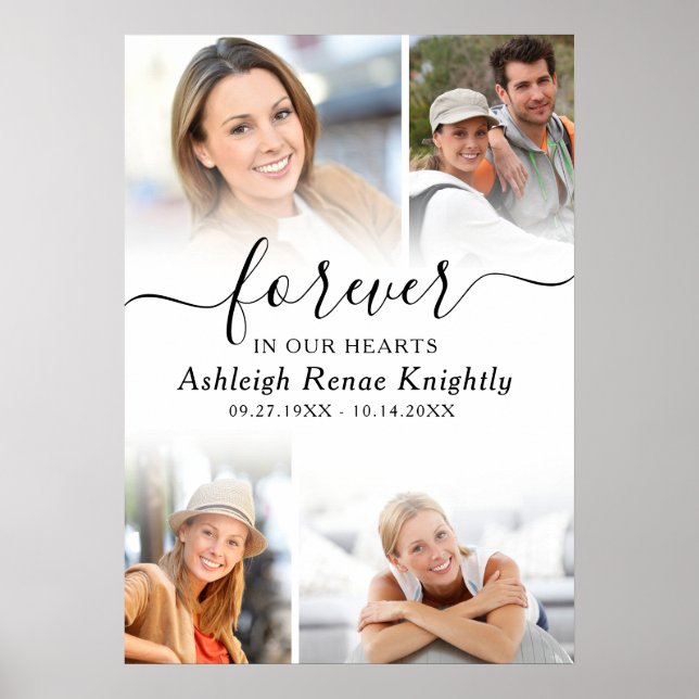 Affiche Mémorial 4 Photos À jamais dans nos cœurs Script (Devant)