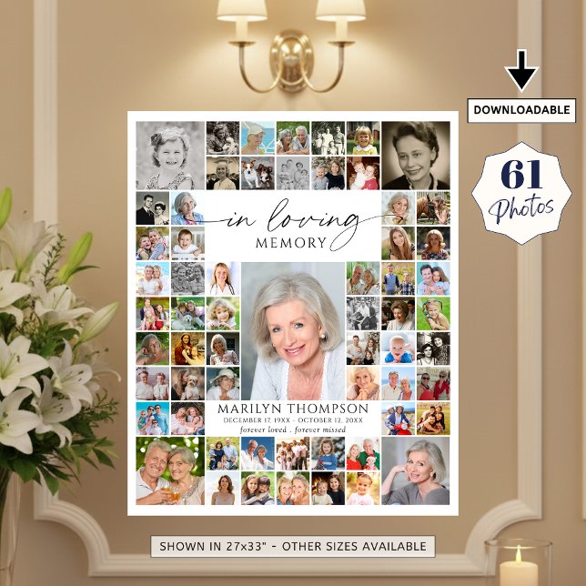 Affiche Memorial 61 Photo Collage In Loving Memory (Créateur téléchargé)